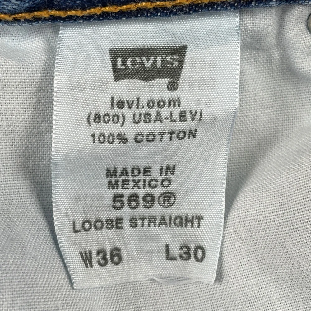 Levi's Jeans Mens 36x30 Blue 569 Loose Straight Leg Denim Casual Classic